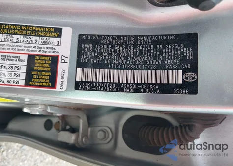 2015 Toyota Camry Le/Xle/Se/Xse from USA, damaged, VIN 4T1BF1FK8FU017728